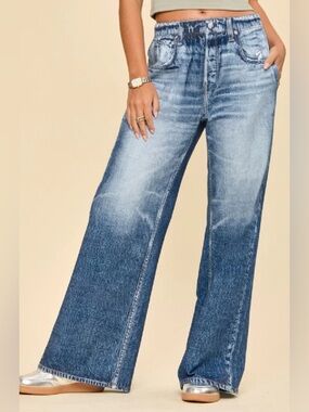 Dear Scarlett Zenim Straight Wide Leg Faux Sweatpants Pullon Jeans Stretch 1X